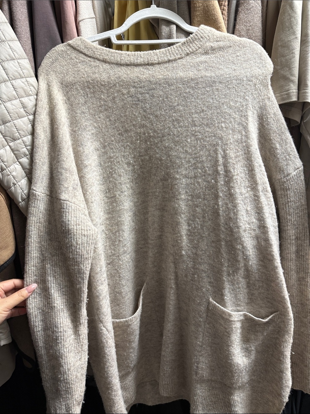 Banana Republic Light Taupe Pocket Knit Sweater